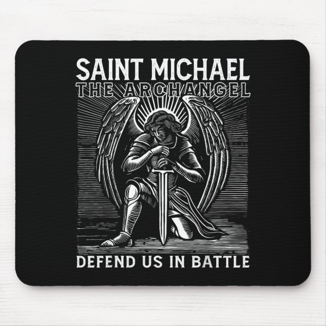 Alfombrilla De Ratón Christian Saint Michael Catholic Saint Defend Us I (Frente)