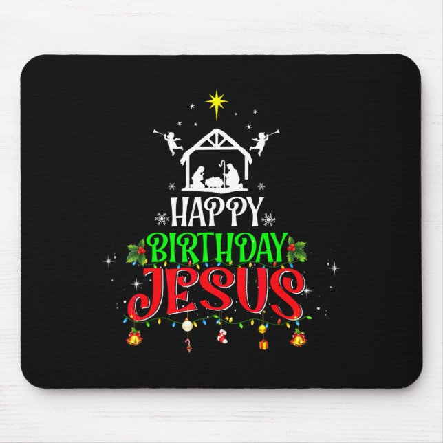 Alfombrilla De Ratón Christian Tree Christmas Happy Birthday Jesus Wome (Frente)
