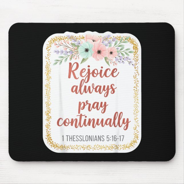 Alfombrilla De Ratón Christian Woman Bible Verse Rejoice Always Pray Co (Frente)