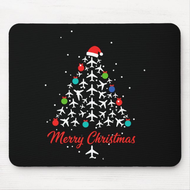 Alfombrilla De Ratón Christmas Airplane Tree Merry Christmas Lot Travel (Frente)