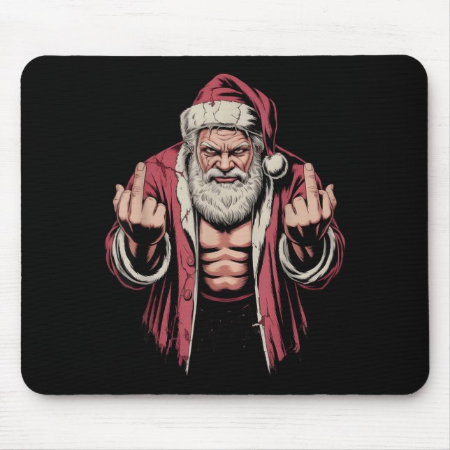 Alfombrilla De Ratón Christmas Angry Santa Middle Finger Sarcastic Xmas (Frente)