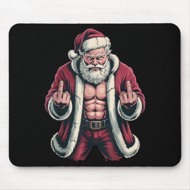 Alfombrilla De Ratón Christmas Angry Santa Middle Finger Sarcastic Xmas (Frente)