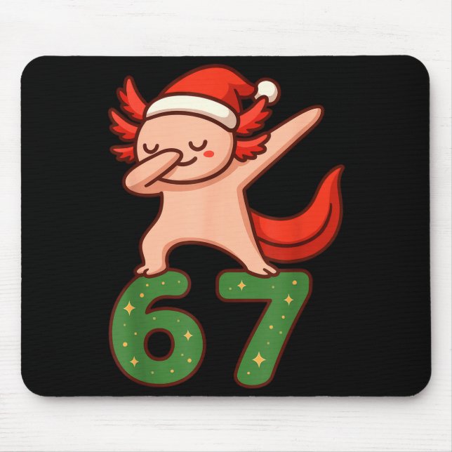 Alfombrilla De Ratón Christmas Axolotl Dabbing 67 Meme Six Seven Funny  (Frente)