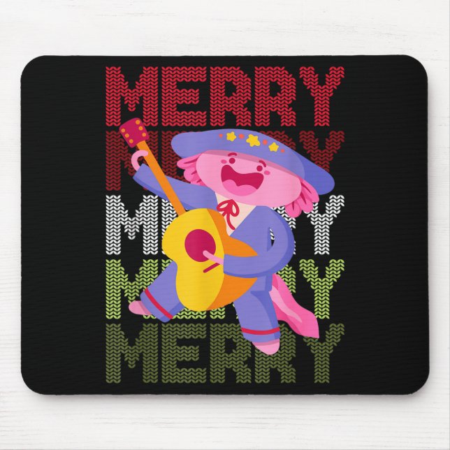 Alfombrilla De Ratón Christmas Axolotl Ugly Sweater Funny Christmas Sno (Frente)