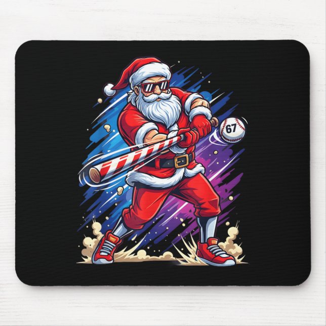 Alfombrilla De Ratón Christmas Baseball Funny Santa Game Day Xmas Boys  (Frente)