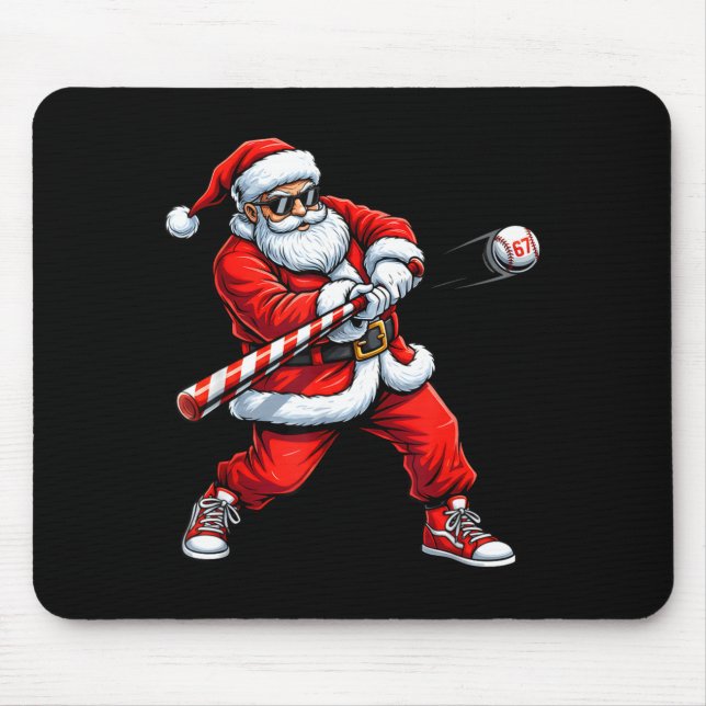 Alfombrilla De Ratón Christmas Baseball Player Santa Funny Xmas Boys Me (Frente)