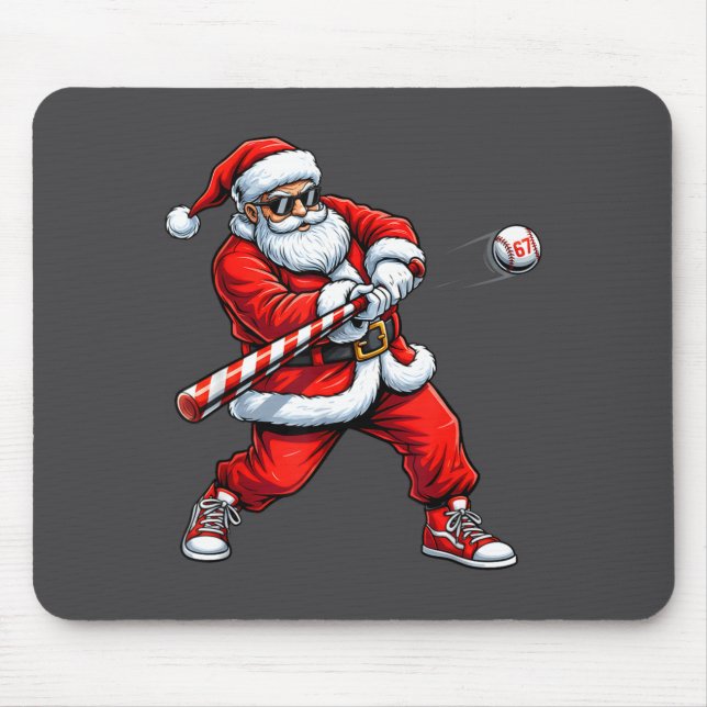Alfombrilla De Ratón Christmas Baseball Player Santa Funny Xmas Boys Me (Frente)