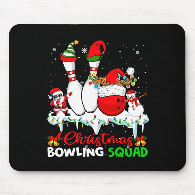 Alfombrilla De Ratón Christmas Bowling Squad Dabbing Santa Elf Bowling  (Frente)