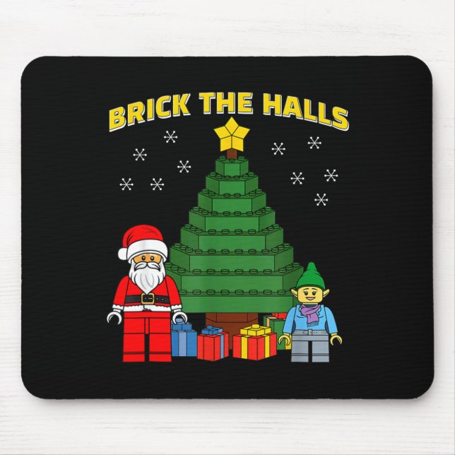 Alfombrilla De Ratón Christmas Building Bricks Brick The Halls Block Bu (Frente)
