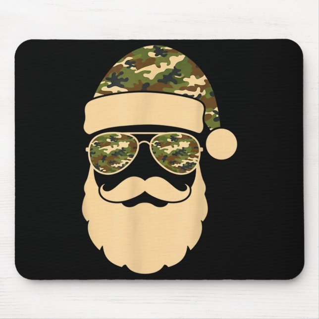 Alfombrilla De Ratón Christmas Camo Santa Sungles Hat Beard Cool Milita (Frente)