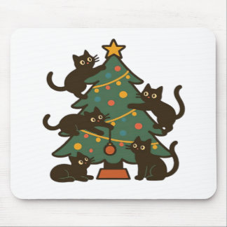 Alfombrilla De Ratón Christmas Cats Around The Tree Holiday Classic