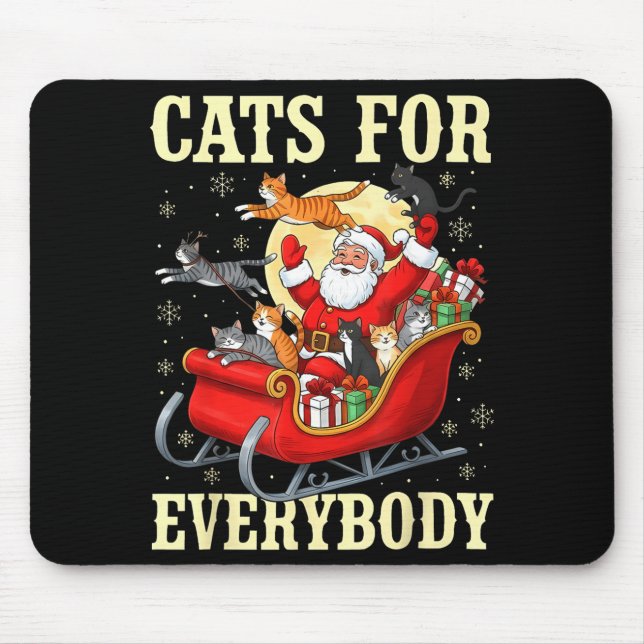 Alfombrilla De Ratón Christmas Cats For Everybody Santa Lover Holiday  (Frente)