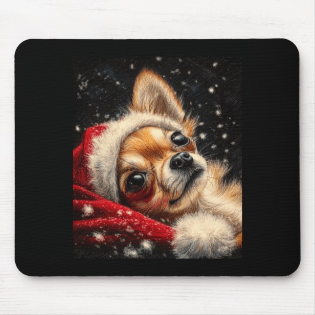 Alfombrilla De Ratón Christmas Chihuahua On A Long Sleeve  (Frente)