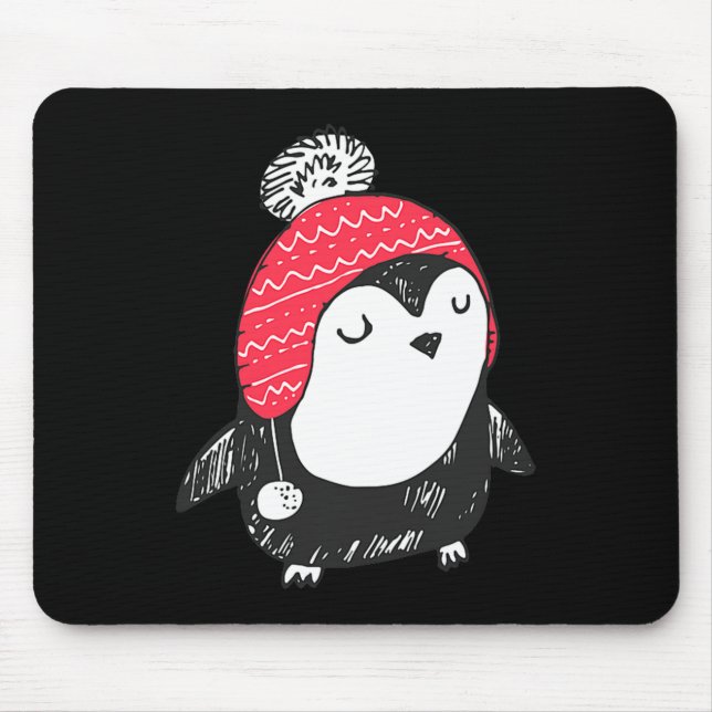 Alfombrilla De Ratón Christmas Cute Baby Penguin Wearing Winter Hat W_e (Frente)