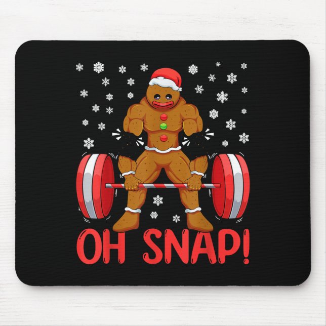 Alfombrilla De Ratón Christmas Deadlifts Workout Oh Snap Gingerbread Ma (Frente)