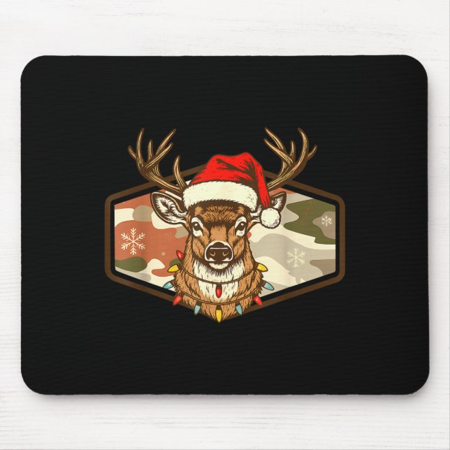 Alfombrilla De Ratón Christmas Deer Hunting Old School Camo, Xmas Hunti (Frente)