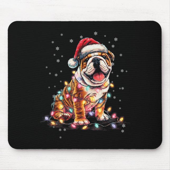 Alfombrilla De Ratón Christmas Dog English Bulldog Santa Xmas Women Men (Frente)