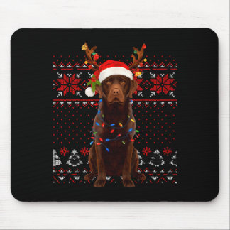 Alfombrilla De Ratón Christmas Dog With Hat And Lights - Funny Holiday 