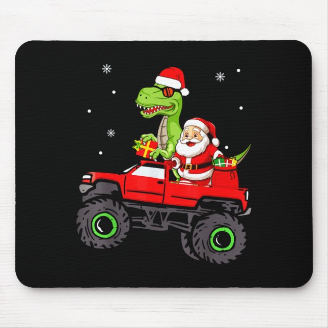 Alfombrilla De Ratón Christmas Family Matching Santa Truck Dinosaur Boy (Frente)