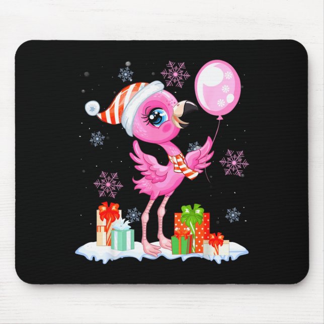 Alfombrilla De Ratón Christmas Flamingo Pajama Matching Santa Hat Xmas  (Frente)