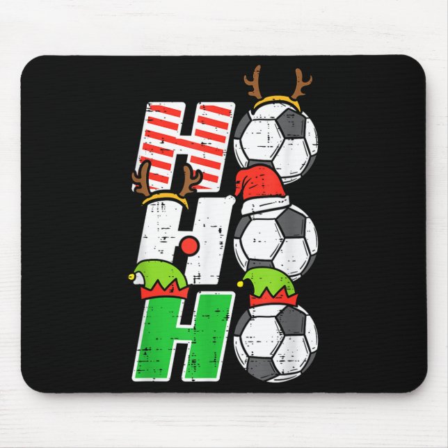 Alfombrilla De Ratón Christmas Football Ho Ho Ho Soccer Xmas Srt Men Wo (Frente)
