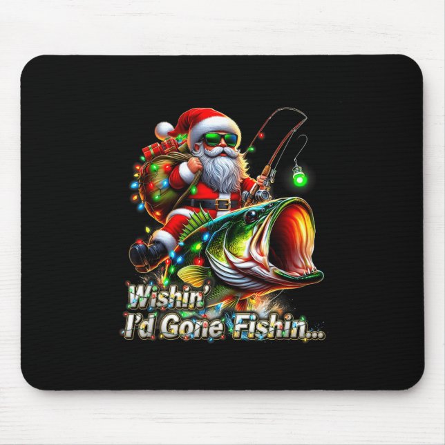 Alfombrilla De Ratón Christmas Funny Fish Santa Fishing Merry Fishmas  (Frente)