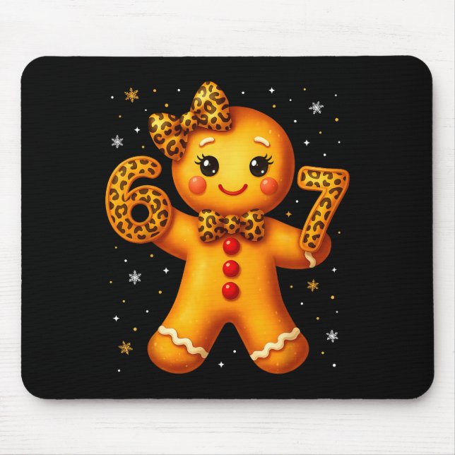 Alfombrilla De Ratón Christmas Funny Gingerbread Six Seven 67 Leopard B (Frente)