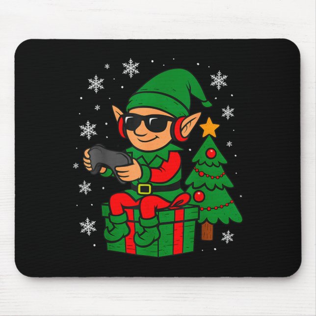 Alfombrilla De Ratón Christmas Gamer Retro Elf Funny Xmas Gaming Boys K (Frente)