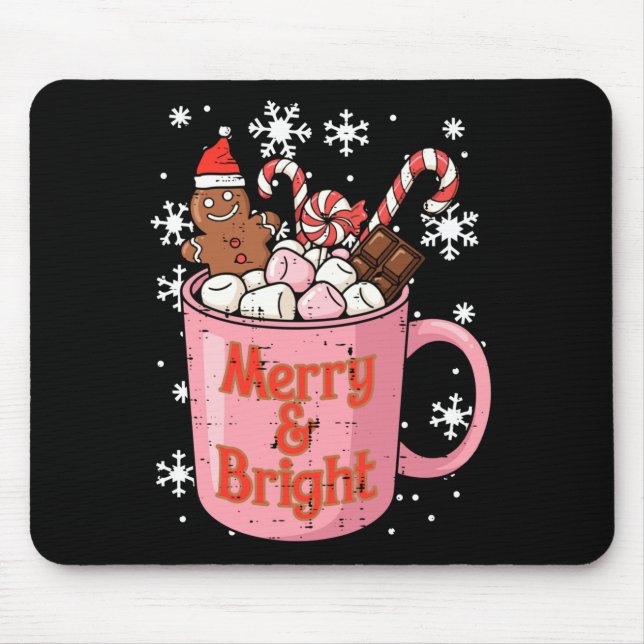 Alfombrilla De Ratón Christmas Gingerbread Cocoa Merry Bright Xmas Wome (Frente)