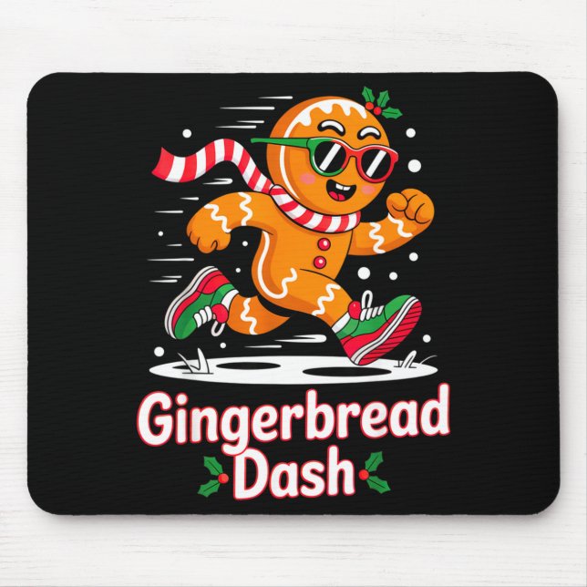 Alfombrilla De Ratón Christmas Gingerbread Dash Running Runner Xmas Mar (Frente)