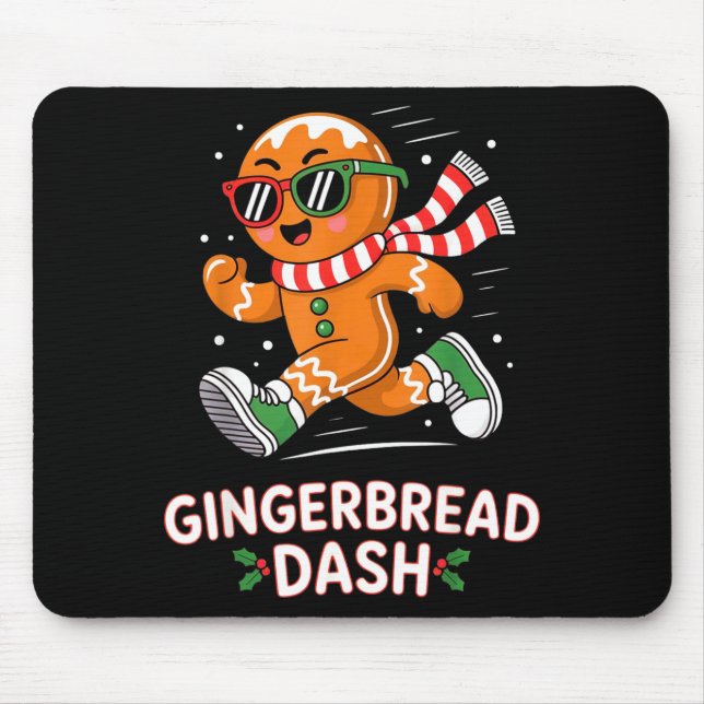 Alfombrilla De Ratón Christmas Gingerbread Dash Running Runner Xmas Mar (Frente)