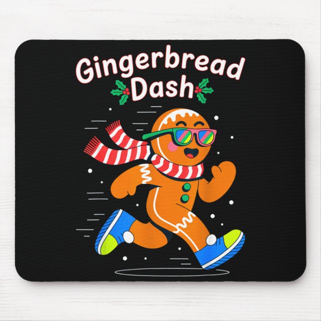 Alfombrilla De Ratón Christmas Gingerbread Dash Running Runner Xmas Mar (Frente)
