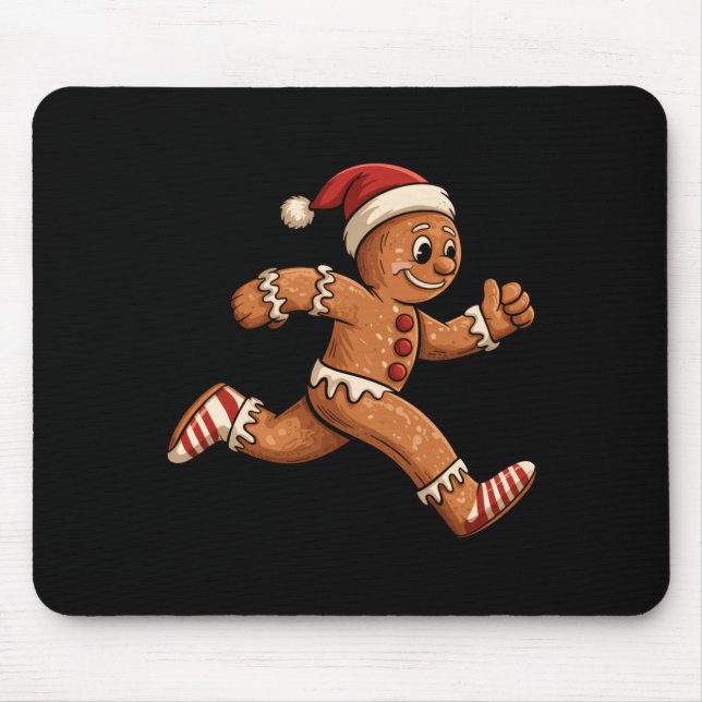 Alfombrilla De Ratón Christmas Gingerbread Running Funny Runners Pajama (Frente)