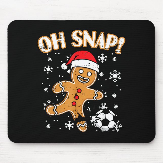 Alfombrilla De Ratón Christmas Gingerbread Soccer Oh Snap Funny Xmas Bo (Frente)