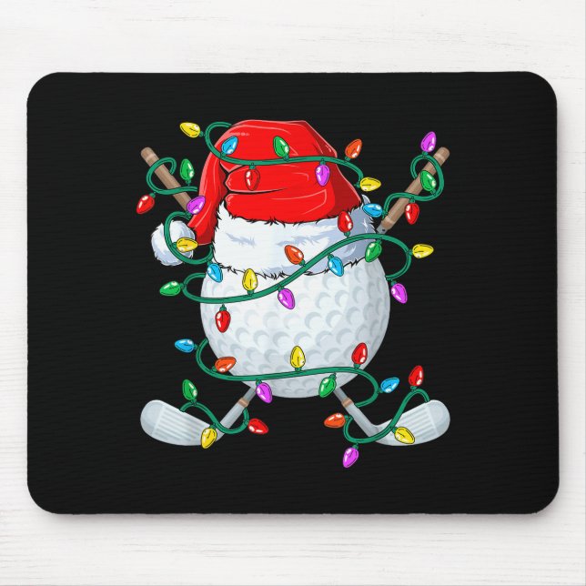 Alfombrilla De Ratón Christmas Golf Xmas Santa Srts Hat Golfer Golfing  (Frente)