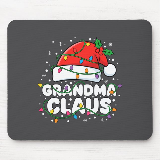 Alfombrilla De Ratón Christmas Grandma Claus Santa Hat Christmas Lights (Frente)