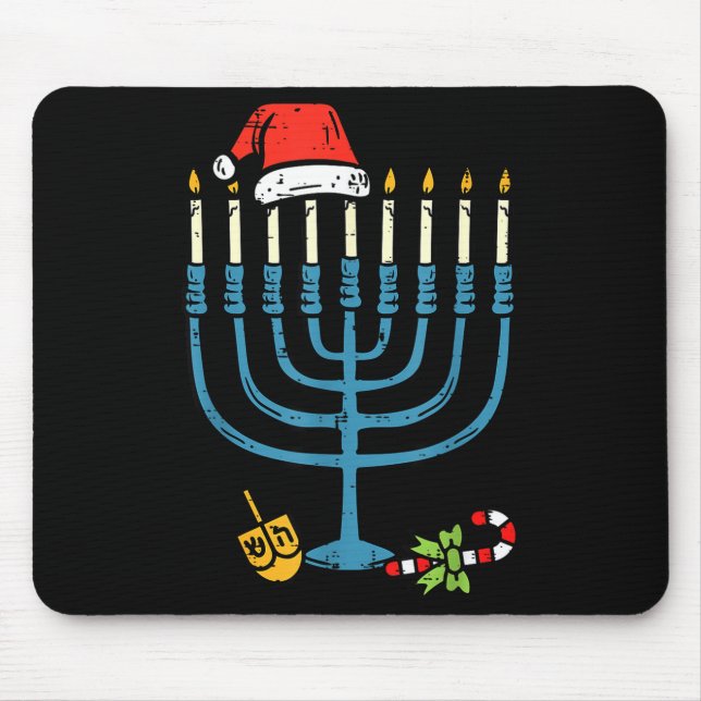 Alfombrilla De Ratón Christmas Hat Menorah Jew Hanukkah Chanukah Men Wo (Frente)