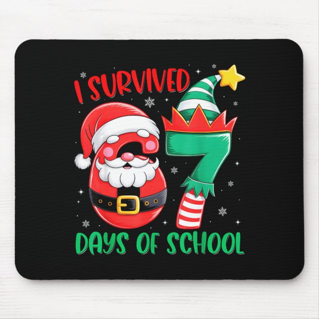 Alfombrilla De Ratón Christmas I Survived 67 Days Of School Funny Six S (Frente)