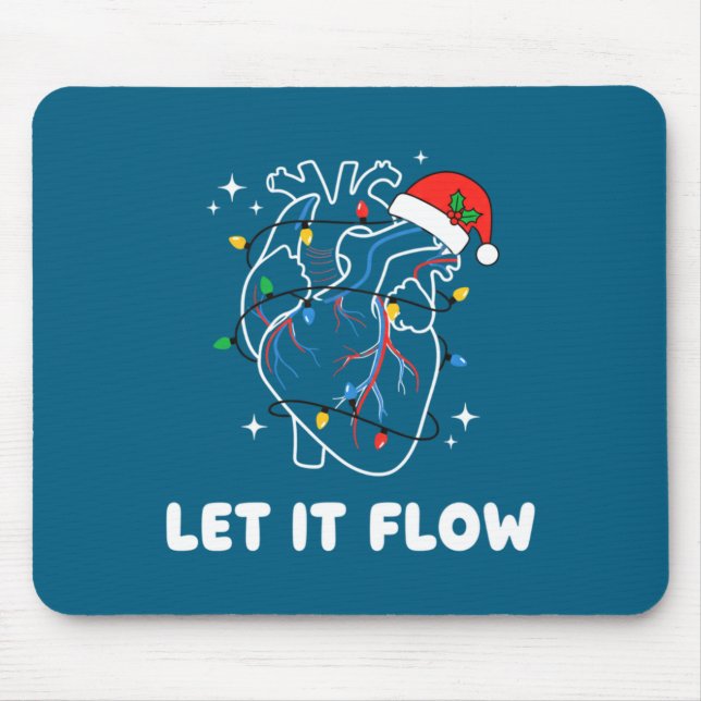 Alfombrilla De Ratón Christmas Let It Flow Cardiac Heart Funny Nurse Ho (Frente)
