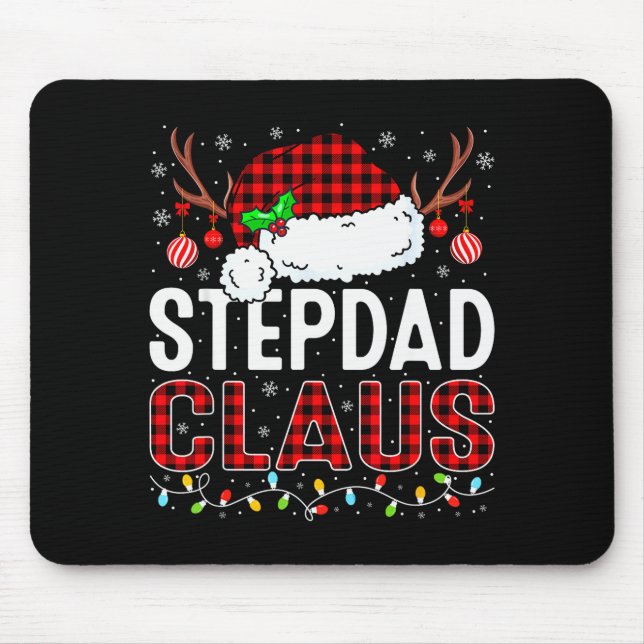 Alfombrilla De Ratón Christmas Lights Stepdad Claus Family Matching Xma (Frente)