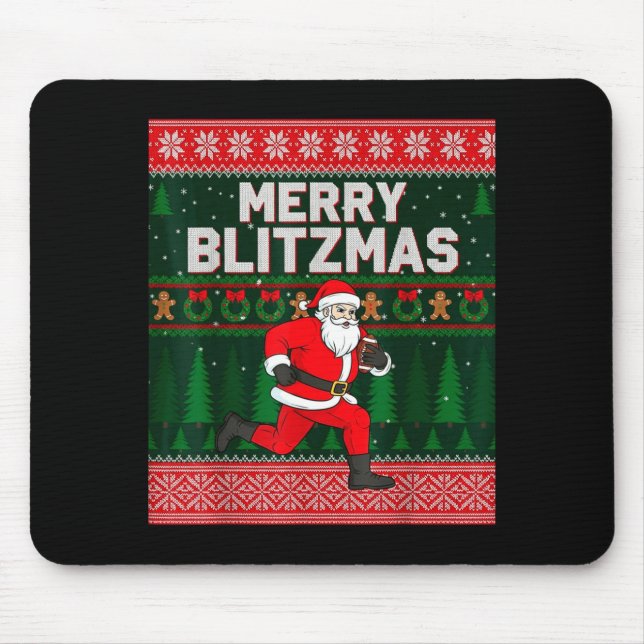 Alfombrilla De Ratón Christmas Merry Blitzmas Santa Football Ugly Sweat (Frente)