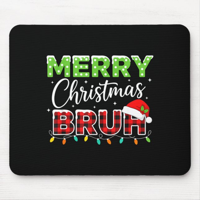 Alfombrilla De Ratón Christmas Merry Christmas Bruh Buffalo Plaid Santa (Frente)