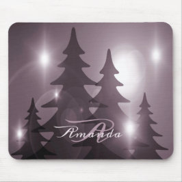 Alfombrilla De Ratón Christmas Monogram Pink Trees Holiday Winter