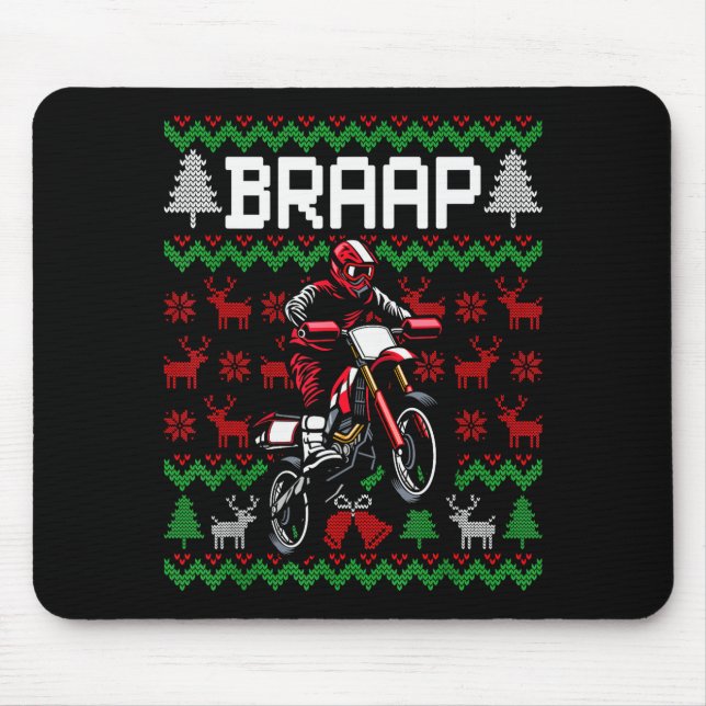 Alfombrilla De Ratón Christmas Motorcycle Motocross Braap Dirt Bike  (Frente)