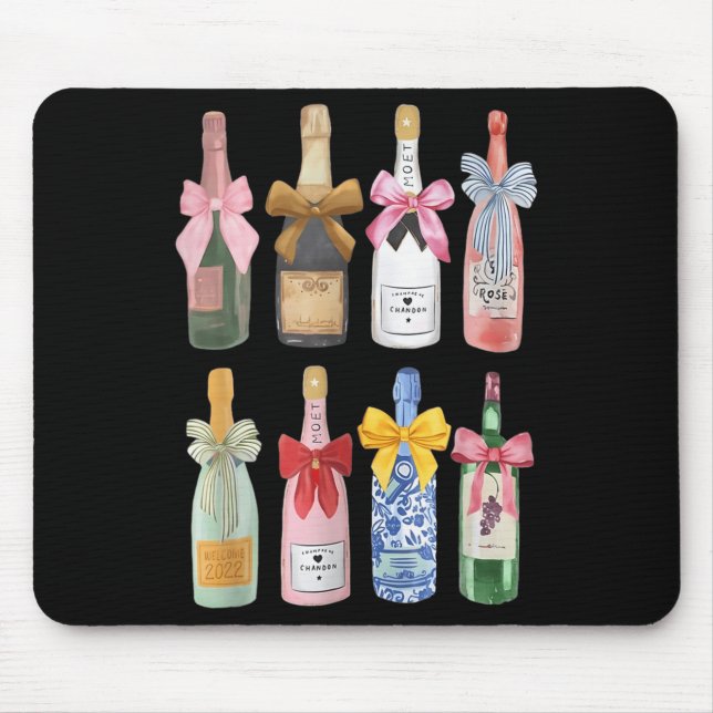 Alfombrilla De Ratón Christmas New Year Champagne Gl Coquette Bot-tle M (Frente)
