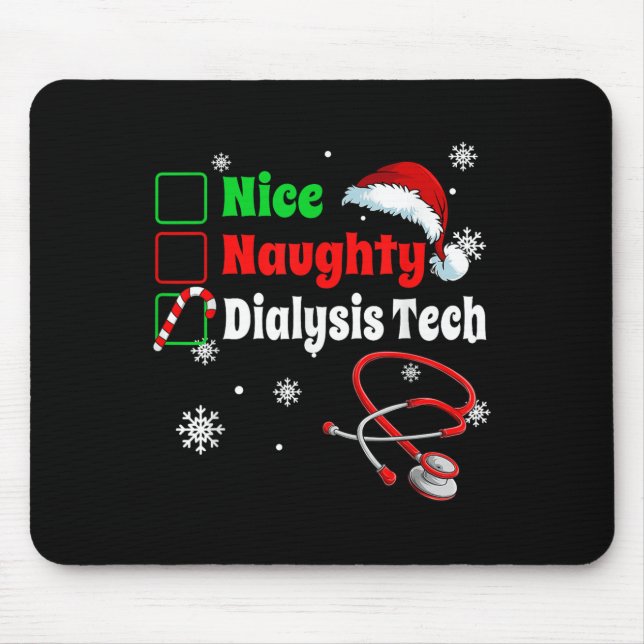 Alfombrilla De Ratón Christmas Nice Naughty Dialysis Tech Scrub Top Men (Frente)