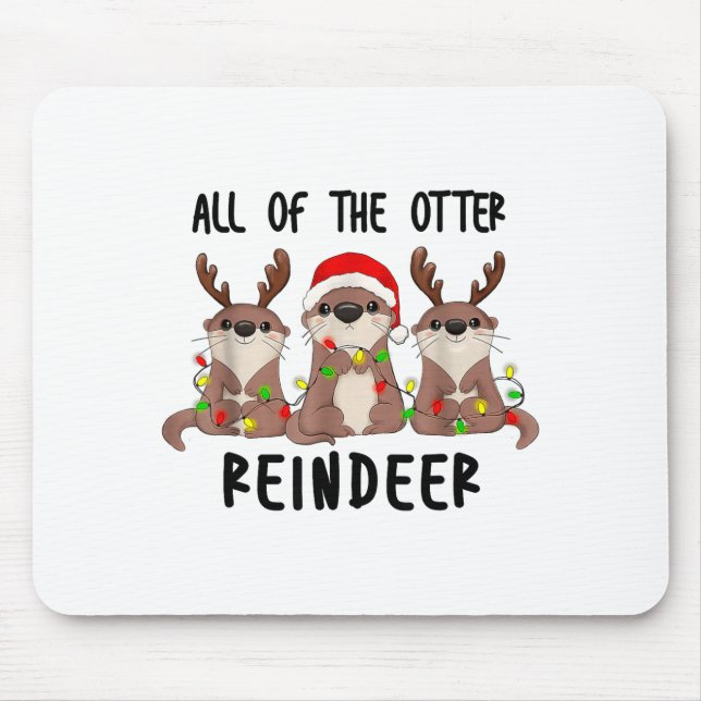 Alfombrilla De Ratón Christmas Otters Cute All Of The Otter Reindeer  (Frente)