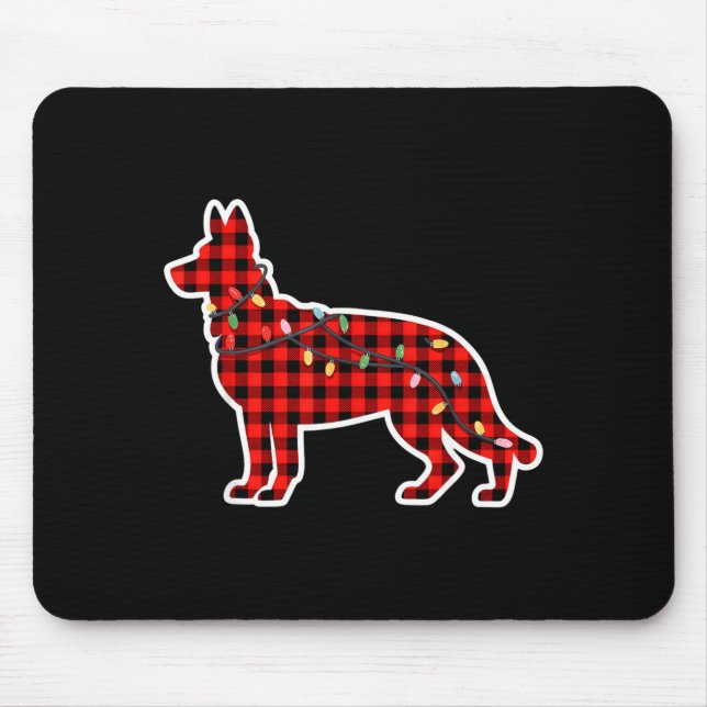 Alfombrilla De Ratón Christmas Red And Black Buffalo Plaid German Sheph (Frente)