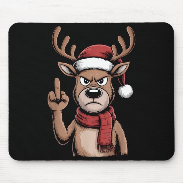 Alfombrilla De Ratón Christmas Reindeer Middle Finger Sarcastic Xmas Fu (Frente)