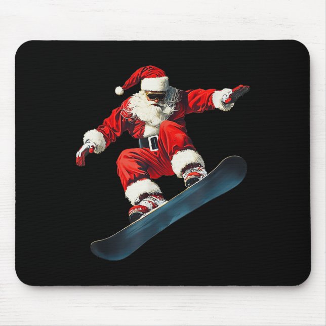 Alfombrilla De Ratón Christmas Santa Claus Snowboard Snowboarding Snowb (Frente)